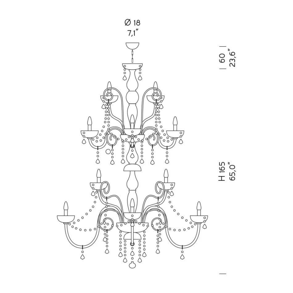 Klassieke kroonluchter 36 lichten in Venetië-glas gemaakt in Italië - Florentine Viadurini
