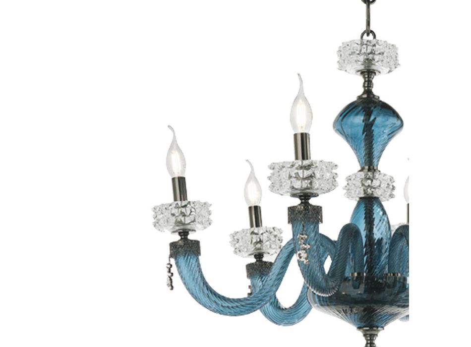 Klassieke kroonluchter 8 lichts in Italiaans luxe handgemaakt glas - Saline Viadurini
