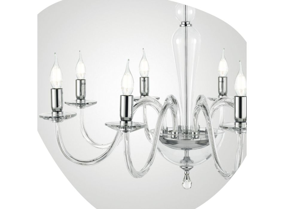 Klassieke kroonluchter 8 lichts in handgemaakt Italiaans glas en metaal - Oliver Viadurini