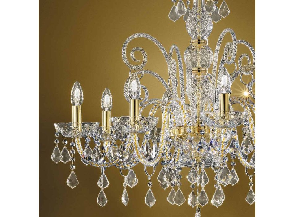 Klassieke kroonluchter 8 lichts in Venetiaans glas Made in Italy - Florentine Viadurini