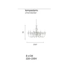 Luxe Italiaanse handgemaakte glazen kroonluchter 8 lichts - Mindful Viadurini