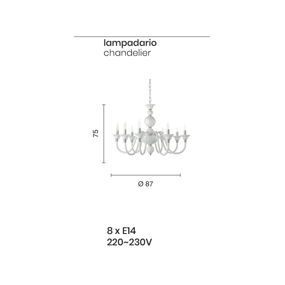 Luxe Italiaanse handgemaakte glazen kroonluchter 8 lichts - Mindful Viadurini
