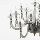 Klassieke kroonluchter 8 lichts geblazen glas bloemendetails - Bluminda Viadurini