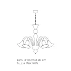 Klassieke ambachtelijke kroonluchter in geblazen wit Venetiaans glas - Elsa Viadurini