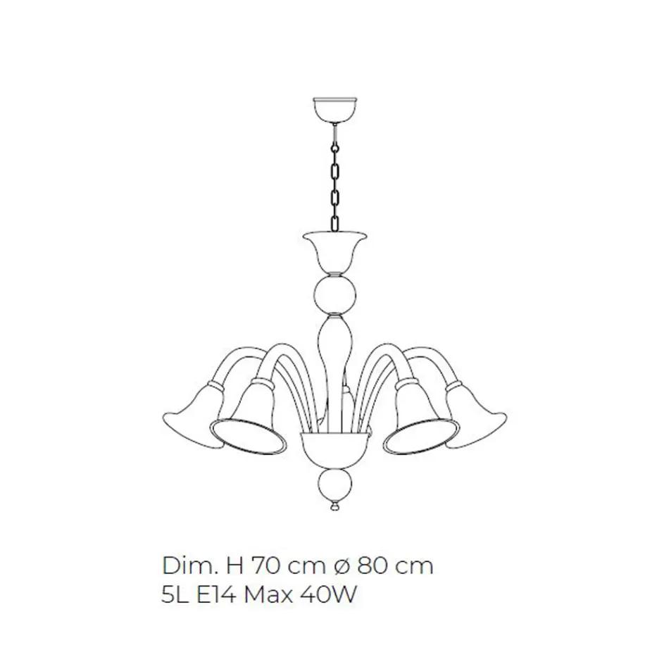 Klassieke ambachtelijke kroonluchter in geblazen wit Venetiaans glas - Elsa Viadurini