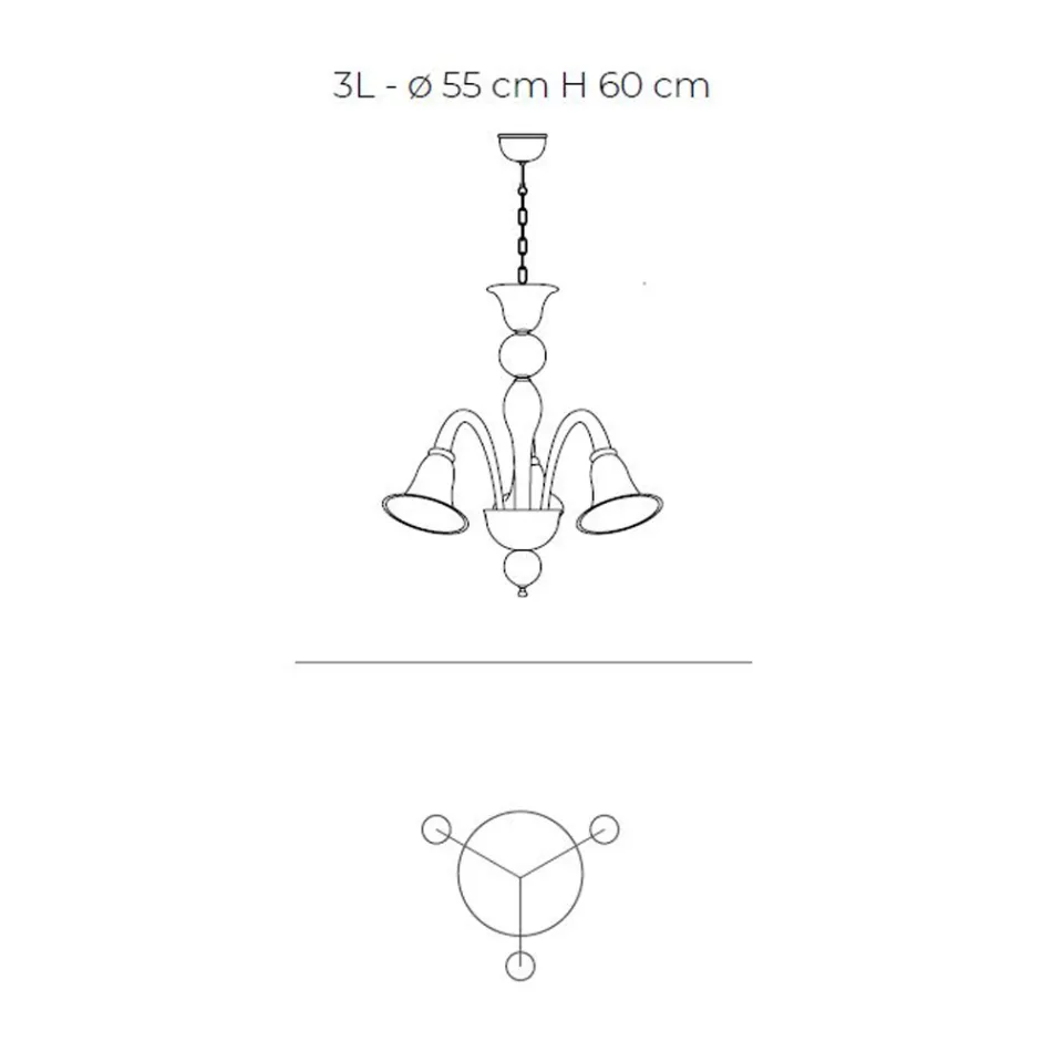 Klassieke ambachtelijke kroonluchter in geblazen wit Venetiaans glas - Elsa Viadurini