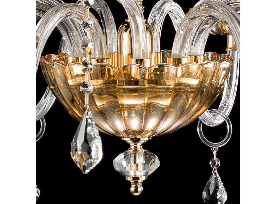 desgin klassieke kroonluchter 9 verlichting en glas Fine CRISallo Viadurini