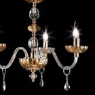 klassieke kroonluchter in kristal en glas 3 lampjes Belle, made in Italy Viadurini