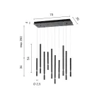 Kroonluchter met 10 LED-lampen van geverfd metaal en verstelbare kabels - Lariks Viadurini