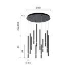 Kroonluchter met 12 LED-lampen van geverfd metaal en verstelbare kabels - Lariks Viadurini