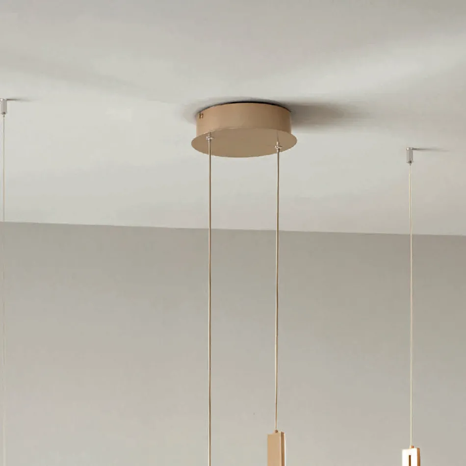 Kroonluchter met 2 LED's met verwijderbaar inzetstuk in gegranuleerd glas - Catalpa Viadurini