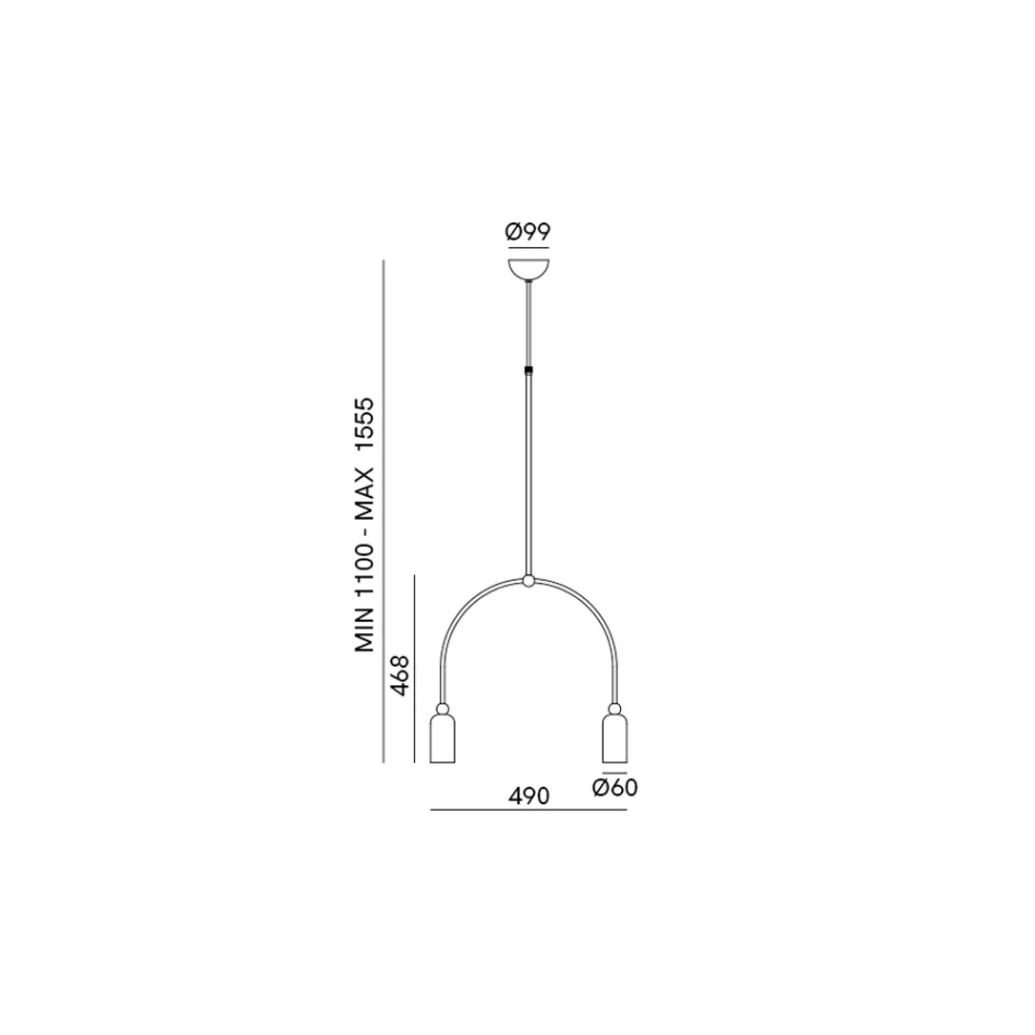 Kroonluchter met 2 lampen in verschillende afwerkingen Made in Italy - Lady Viadurini