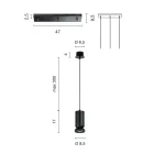 Kroonluchter met 3 LED's in gepoedercoat aluminium en verstelbare kabel - Buxus Viadurini