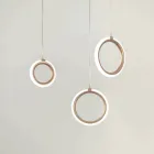 Kroonluchter met 3 LED-lampen van geverfd metaal en optioneel glas - cederhout Viadurini