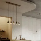 Kroonluchter met 5 lampen in ijzer en glas Made in Italy - Cloudy Viadurini