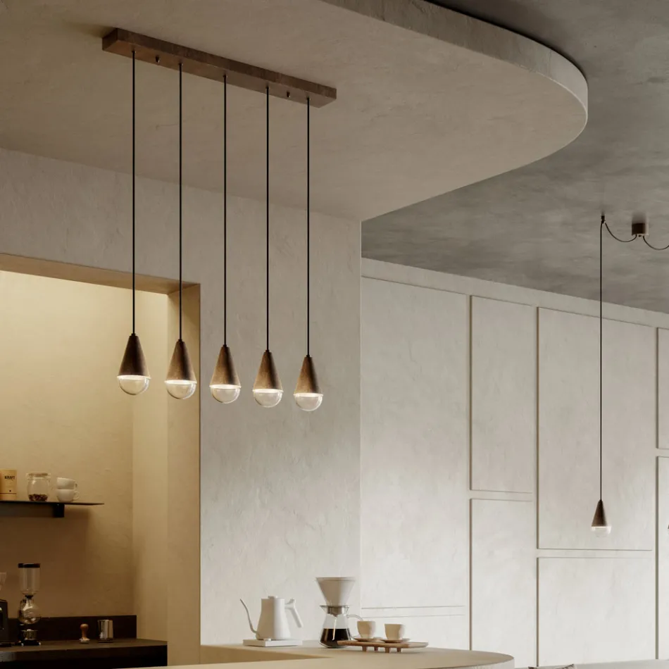 Kroonluchter met 5 lampen in ijzer en glas Made in Italy - Cloudy Viadurini