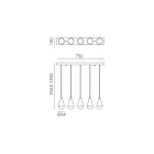 Kroonluchter met 5 lampen in ijzer en glas Made in Italy - Cloudy Viadurini