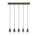 Kroonluchter met 5 lampen in ijzer en glas Made in Italy - Cloudy Viadurini