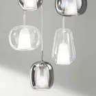 Kroonluchter met 6 gerookte en transparante glazen diffusers Made in Italy - Trilly Viadurini