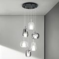 Kroonluchter met 6 gerookte en transparante glazen diffusers Made in Italy - Trilly