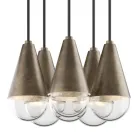 Kroonluchter met 6 lampen in ijzer en glas Made in Italy - Cloudy Viadurini