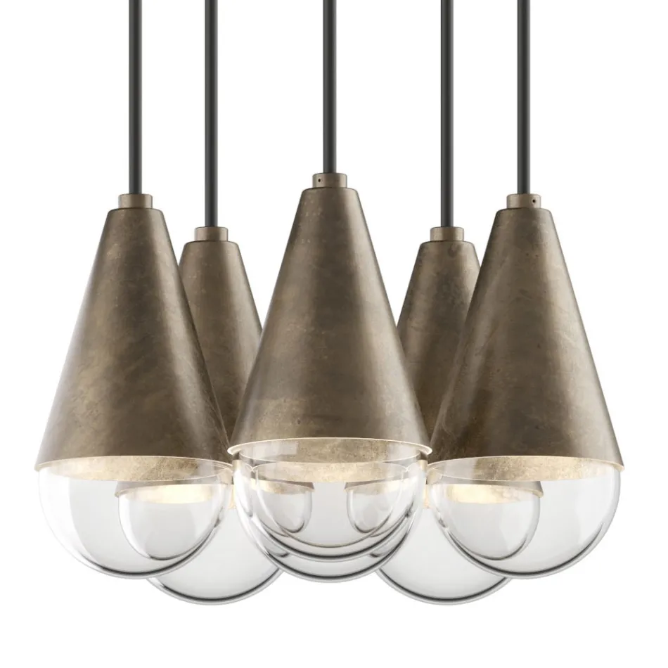 Kroonluchter met 6 lampen in ijzer en glas Made in Italy - Cloudy Viadurini