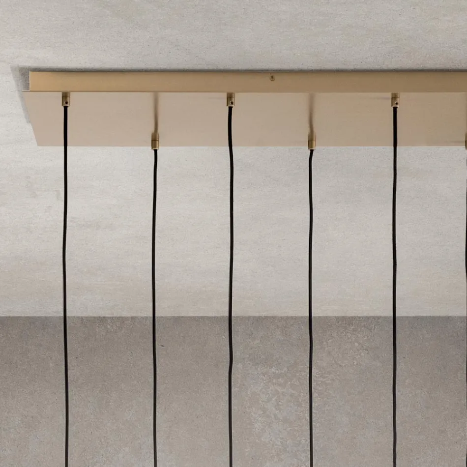 Kroonluchter met 6 lampen in geblazen glas in de vorm van een bol Gemaakt in Italië - Prilla Viadurini