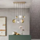 Kroonluchter met 6 lampen in geblazen glas in de vorm van een bol Gemaakt in Italië - Prilla Viadurini