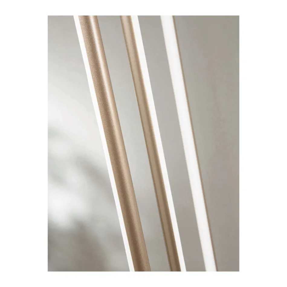 Kroonluchter met 8 LED-lampjes van goudgeverfd metaal en verstelbare kabels - oranje Viadurini