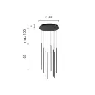 Kroonluchter met 8 LED-lampjes van goudgeverfd metaal en verstelbare kabels - oranje Viadurini
