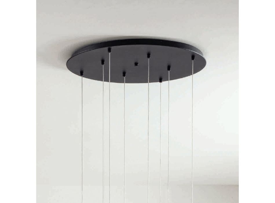 Kroonluchter met ronde voet van zwart geverfd metaal en LED-licht - Hornbeam Viadurini