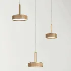 Kroonluchter met ronde voet van goudgeverfd metaal en LED-licht - Hornbeam Viadurini