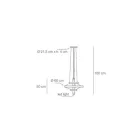 Kroonluchter met glazen body en 3 aluminium cirkels - Clara Viadurini