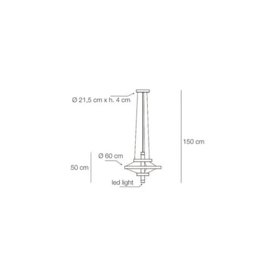 Kroonluchter met glazen body en 3 aluminium cirkels - Clara Viadurini
