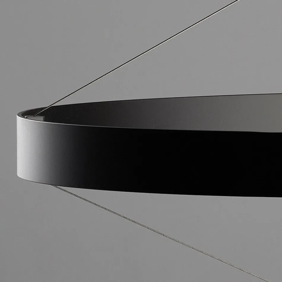 Kroonluchter met glazen body en 6 aluminium cirkels - Clara Viadurini