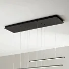 Kroonluchter met horizontale LED-verlichting in metaal en verstelbare kabels - oranje Viadurini