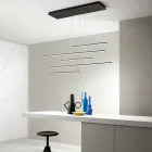 Kroonluchter met horizontale LED-verlichting in metaal en verstelbare kabels - oranje Viadurini