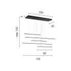 Kroonluchter met horizontale LED-verlichting in metaal en verstelbare kabels - oranje Viadurini