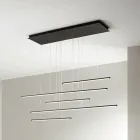 Kroonluchter met horizontale LED-verlichting in metaal en verstelbare kabels - oranje Viadurini