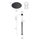 Kroonluchter met zwart geverfd metalen frame en verstelbare kabels - berken Viadurini