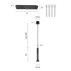 Kroonluchter met goud geverfd metalen frame en verstelbare kabels - berken Viadurini