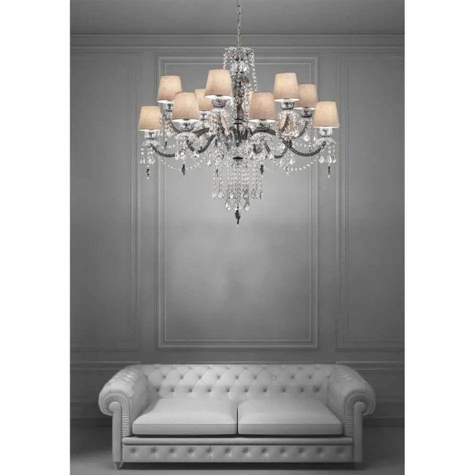 Artisan Venetiaans glas 12-lichts kroonluchter, gemaakt in Italië - Milagros Viadurini