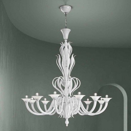 12 lichts Venetië glazen kroonluchter handgemaakt in Italië - Agustina Viadurini