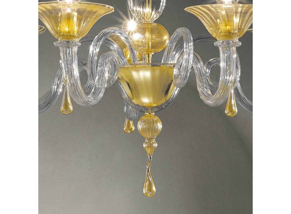 5 lichts Venetië glazen kroonluchter, handgemaakt in Italië - Margherita Viadurini
