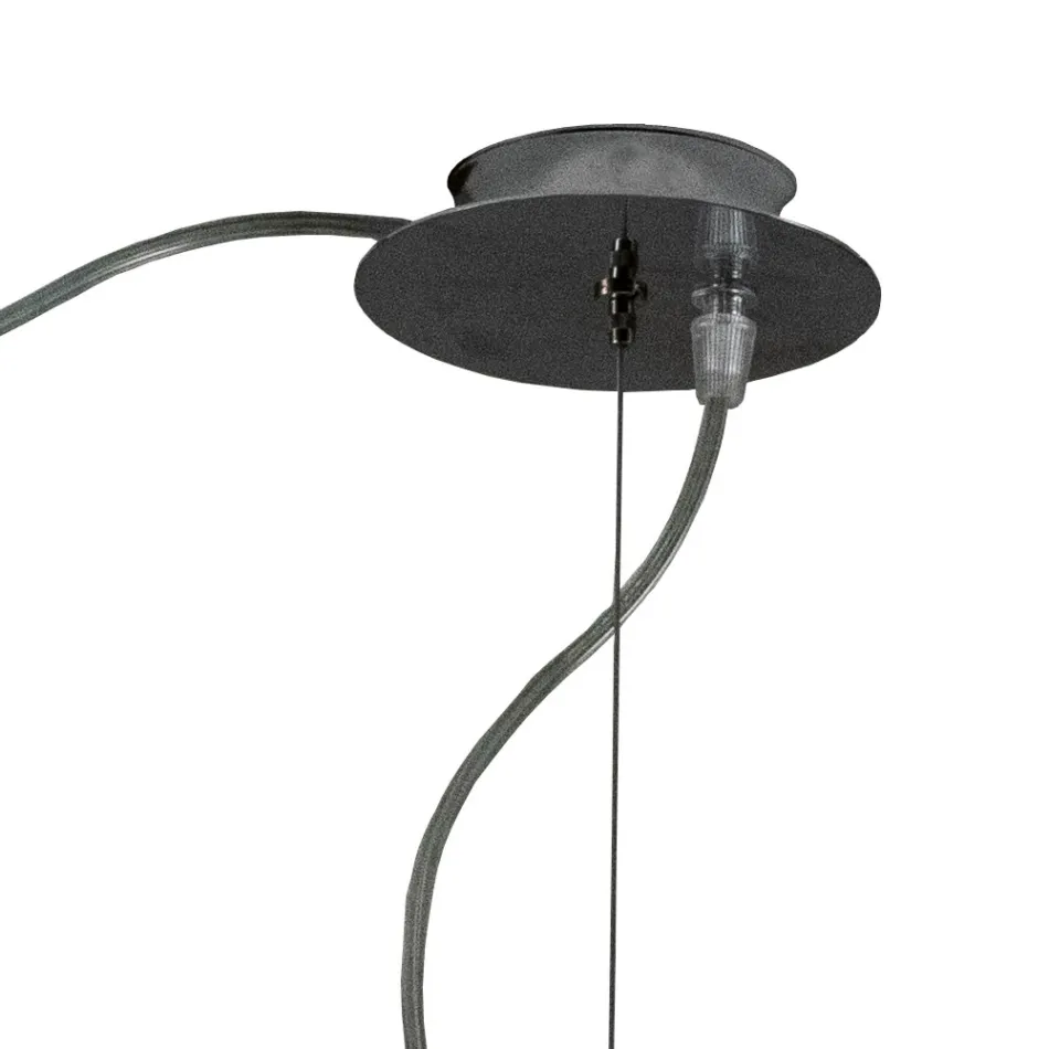 Decentrale kroonluchter met kleine en grote glazen lamp, gemaakt in Italië - Elisia Viadurini