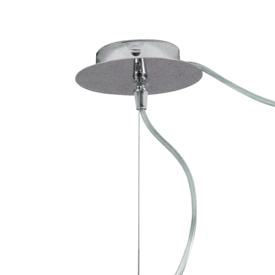 Decentrale kroonluchter met twee lampen van handgemaakt glas, vervaardigd in Italië - Soffio Viadurini