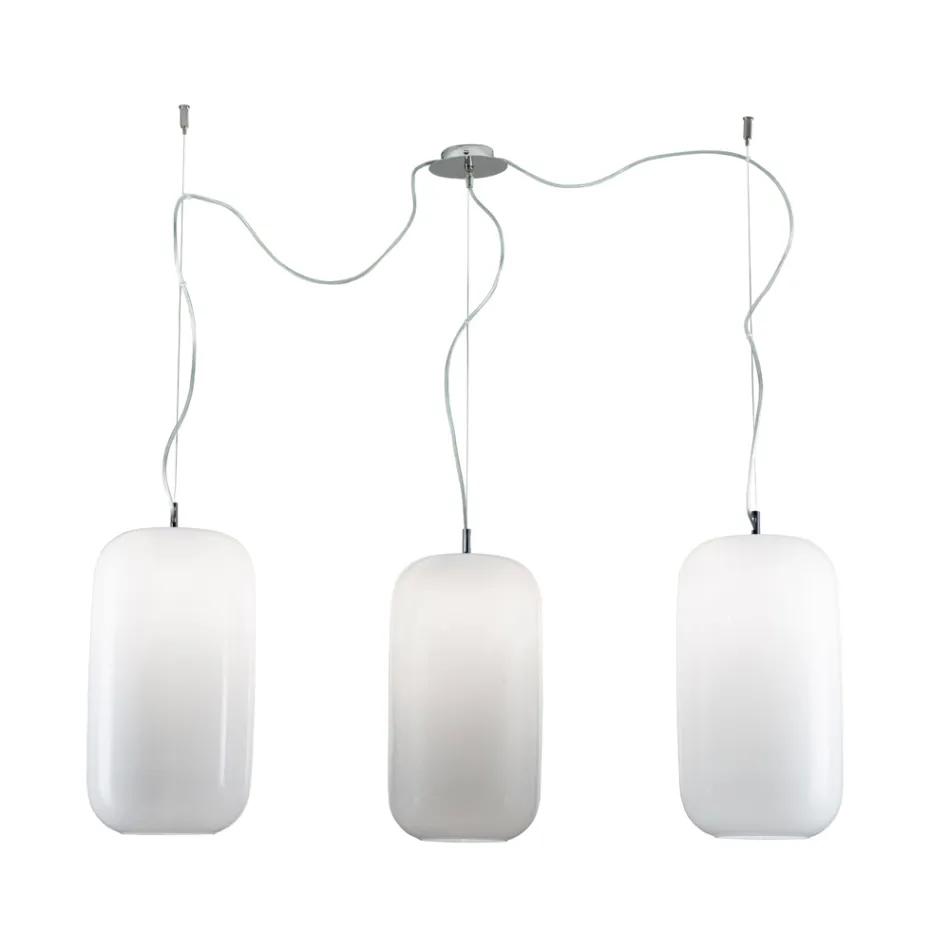 Gedecentraliseerde Venetiaanse glazen kroonluchter met drie lampen, gemaakt in Italië - Soffio Viadurini