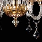 Kroonluchter klassiek design met 6 glazen verlichting en glas Fine Viadurini