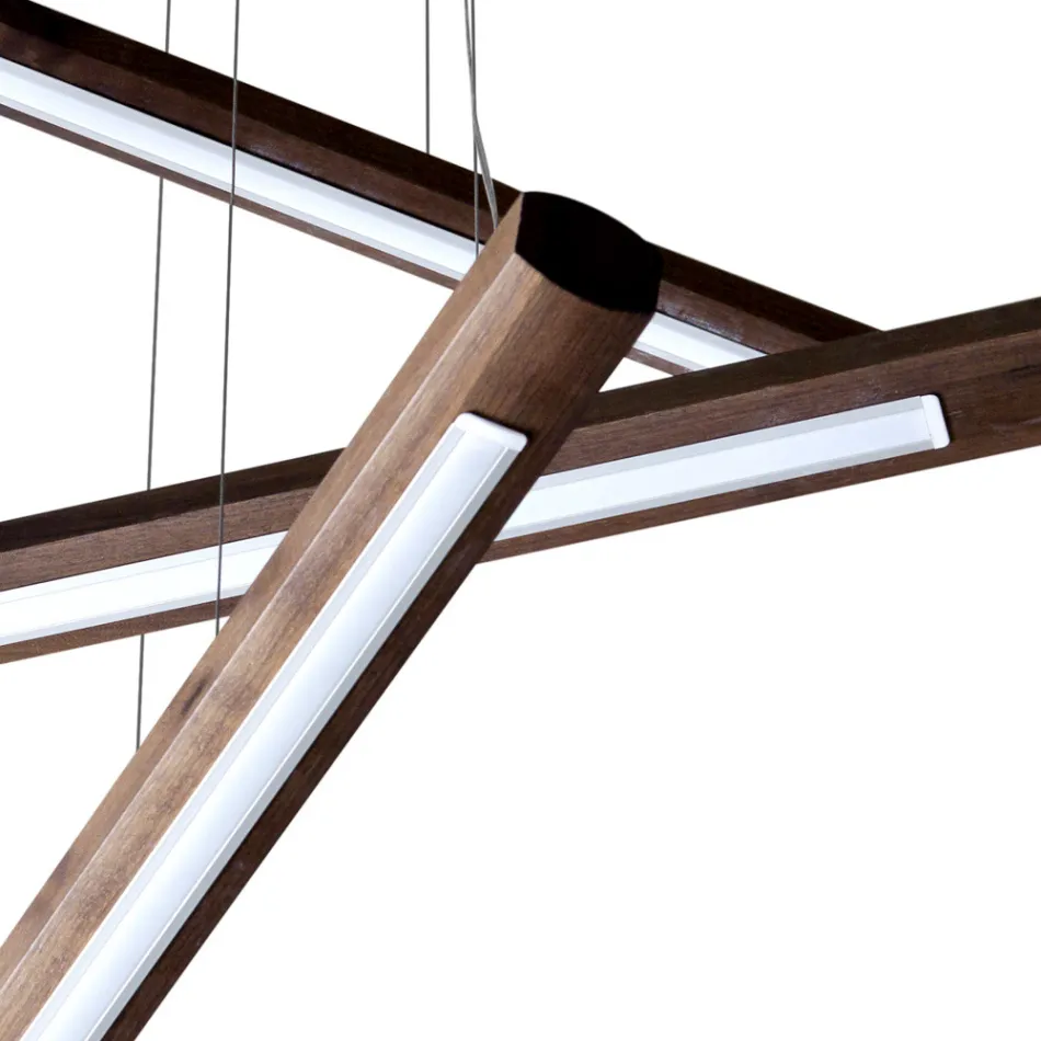 Een 4-delige design kroonluchter in Grilli York hout gemaakt in Italië Viadurini