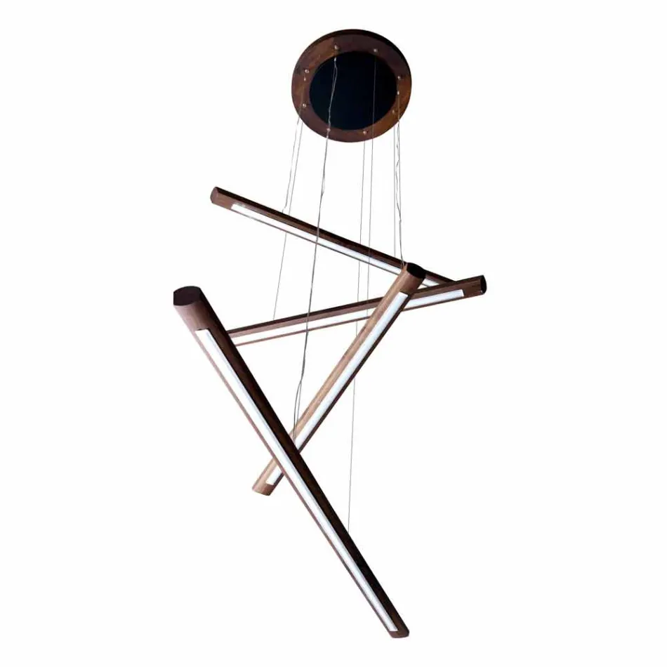 Een 4-delige design kroonluchter in Grilli York hout gemaakt in Italië Viadurini